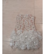 ANNABELLA BOUTIQUE WHITE LACE CREAM STRAPLESS COCKTAIL RHINESTONE JEWEL ... - €84,64 EUR