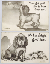 Two (2) FA Moss Antique 1909 Comic Dog Postcards 6424 &amp; 3423 - £9.71 GBP