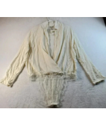Free People Bodysuit Womens Size Medium Cream 100% Rayon Long Sleeve Wra... - £23.18 GBP