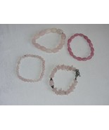4 Vintage Rose Quartz Vtg Bracelets Beads Stretch Pink Stones Barbie Dre... - £23.38 GBP