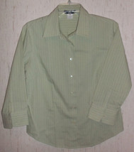 Womens J.Crew Stretch Green Stripe Shirt Size M - £18.41 GBP