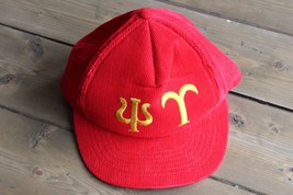 Vintage Fraternity Psi Tau Red Cordaroy Snapback Hat - $11.48