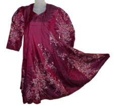 Vintage Maroon Floral 100% Silk Dress Salwar India Style Gorgeous!! - £26.01 GBP