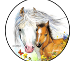 30 PRETTY HORSES AND FLOWERS ENVELOPE SEALS STICKERS LABELS TAGS 1.5&quot; ROUND - $7.49