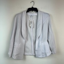 Bar III Womens XS White Notched Collar Open Front Ruched Sleeve Blazer N... - $25.47