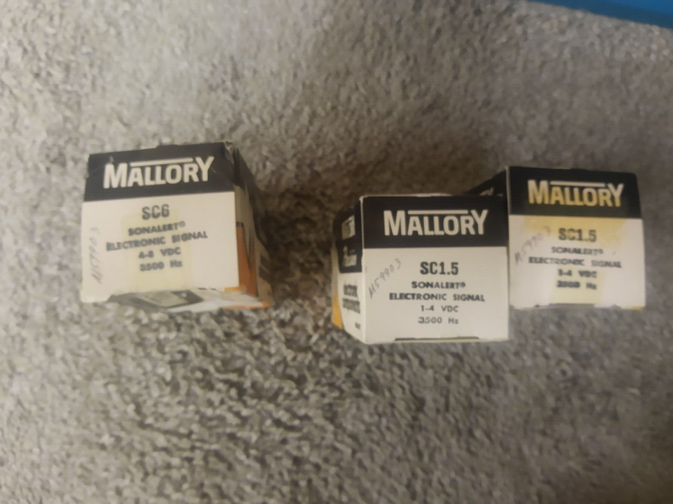 NEW LOT of 3 Mallory Piezo Audio  Sonalert Buzzer Signal Alarm  # SC6 SC1.5 - $47.49