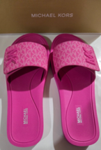 Michael Kors Women&#39;s Slide MK Slide Flip Flop Sandal Cerise Pink 10 M NE... - $79.99