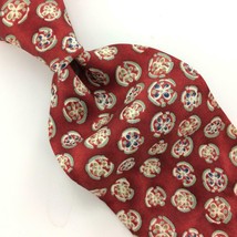 Gap Made In Usa Tie Flowers Red Gray Blue Silk Necktie Men Ties I15-81 Excellent - £12.44 GBP