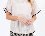 Geegee Contrast Trim Short Sleeve Knit Cover Up Cream/black - $47.00