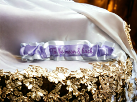 To the moon &amp; back Custom Colors Embroidered Bridal Wedding Garter Perso... - £11.01 GBP