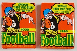 1990 Topps Football Lot of 2 (Two) Unopened Sealed Wax Packs Nice-* *- - $14.84