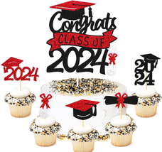 Graduation Cupcake Toppers Congrats Class of 2024 Cake Decoration for Co... - $22.14