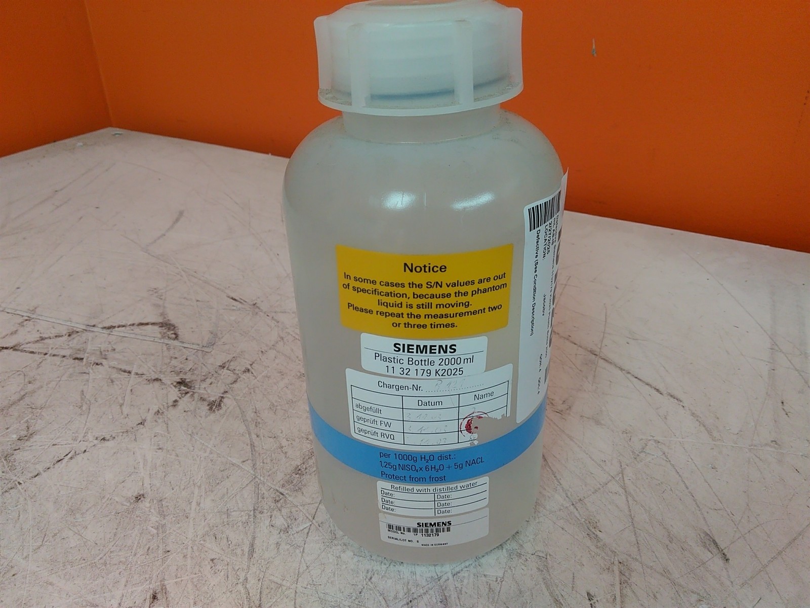 Defective Siemens 1132179 K2025 2000 mL Plastic Bottle AS-IS - $109.25