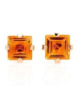 2/0.54ctw Genuine Princess Cut Yellow CITRINE 10K Yellow GOLD Stud Earrings - $1,687.11 MXN