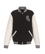 MLB Chicago White Sox Reversible Fleece Jacket PVC Sleeves Front Logos J... - £95.08 GBP