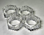 Vintage Clear Lead Crystal Hexagon Napkin Rings set of 4 made in West Ge... - $29.99