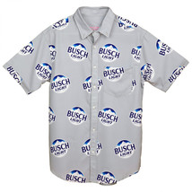 Busch Light All Over Print Button Down Hawaiian Shirt Grey - £45.40 GBP+