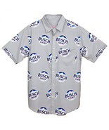 Busch Light All Over Print Button Down Hawaiian Shirt Grey - £44.54 GBP+