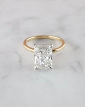 3.00CT Radiant Cut Moissanite Solitaire Engagement Ring 14K Yellow Gold Plated - £102.86 GBP
