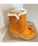 FRANCO SARTO Ulayna Water Resistant Suede Fleece Wedge Bootie, Brown, 11... - $99.00
