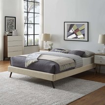 Loryn King Fabric Bed Frame with Round Splayed Legs Beige MOD-5893-BEI - £178.99 GBP