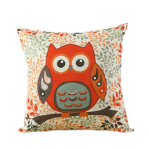 home decorative big owl pattern imitation linen sofa back cushion bedding pillow - £11.10 GBP