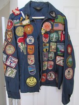 LOADED! vintage 1970&#39;s camping patch jacket 70+ PATCHES nylon OSA NCHA old - £147.04 GBP
