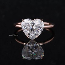 3Ct Heart Diamond Engagement Ring, 14K Rose Gold Plated Diamond Wedding Ring - £87.65 GBP