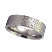 Mens Celtic Ring Silver Stainless Steel Wedding Band 7mm Sizes 12-16 Comfort Fit - £7.98 GBP