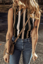 Black Stripe Slim Fit O Neck Sweater Vest - $264.75 MXN
