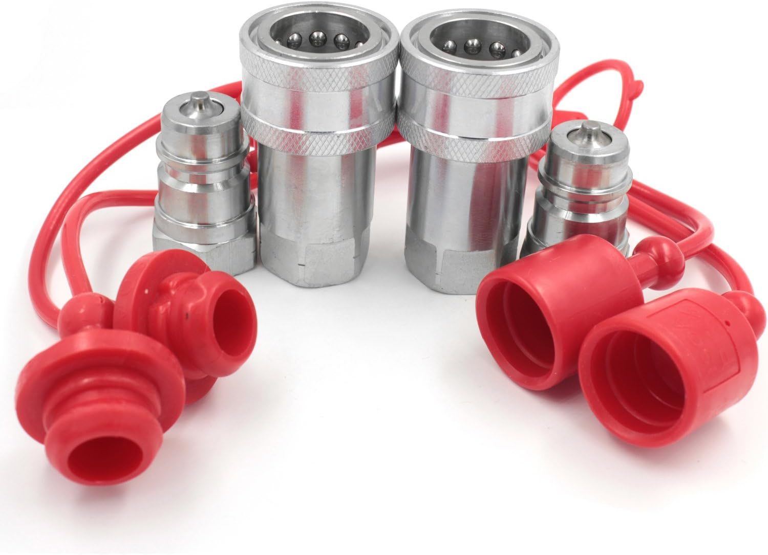 2 Sets Of 1/2&quot; Npt Hydraulic Quick Connect Couplings With Dust Caps That... - $41.97