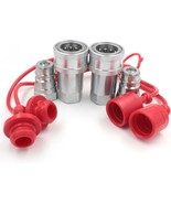 2 Sets Of 1/2&quot; Npt Hydraulic Quick Connect Couplings With Dust Caps That... - $57.37 CAD