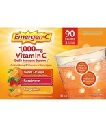 90ct Emergen-C Vitamin C 1000mg D &amp; Zinc Immune Suppo Tangerine Orange R... - £20.23 GBP