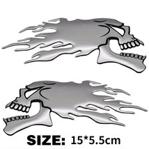 2Pcs/Pair  3D Silver Chrome Ghost  Head Auto Motorcycle Car Sticker Car Styling  - £35.46 GBP