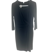 Ann Klein Dress Women&#39;s Sz 10 Black 3/4 Sleeve Faux Wrap - £13.27 GBP