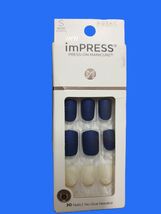 Kiss Impress Press-On Manicure Short Nails Blue Squoval Shape 98385 (Pac... - $8.95