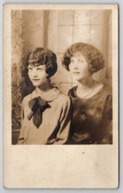 RPPC Art Deco Mother Daughter Studio Portrait Real Photo Postcard U28 - £9.55 GBP