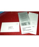 CARVER SONIC HOLOGRAPHY CATALOG BOOKLET (12 PAGES) - $197.89 MXN