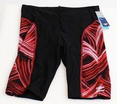 Speedo Endurance+ Turbo Stroke Jammer Black & Red Swimsuit Youth Boy's 22 NWT - $53.99