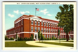 Junior High School Building Sumter South Carolina Linen Postcard SC Vintage - $11.64