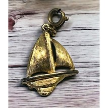 Vintage Monet Charm Sailboat Nautical Gold Tone for Bracelet Beach Ship ... - $14.79