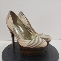 Jessica Simpson Colie Wood Platform Heels Brown Sz 8 B Stilleto Pumps Shoes - £9.71 GBP