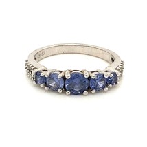 Vtg Signed Sterling DJ Five Tanzanite With Zircon Accent Cocktail Ring Band sz 8 - £30.37 GBP