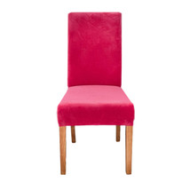 Anyhouz Chair Cover Rose Red Velvet Plush Stretch Chair Slipcover Elastic - $426.85 MXN