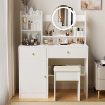 Hollywood Vanity Desk w/ Lights &amp; Stool - £143.00 GBP