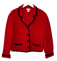 Vintage Talbots Wool Jacket Blazer Womens Size M Black Trim Red Classic Preppy  - £39.52 GBP