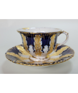 Antique Meissen Cobalt Blue and Gold Leaf Tea Mocha Cup &amp; Saucer Set - £232.20 GBP