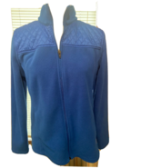 TALBOTS LADY&#39;S FLEECE JACKET MEDIUM BLUE QUILTED AT TOP FULL ZIP 2POCKETS - £25.68 GBP
