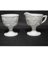 Vintage INDIANA GLASS COLONY Creamer &amp; Open Sugar Bowl HARVEST MILK Grap... - $18.01 CAD