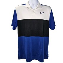 Nike Dri Fit Polo Shirt Mens M Blue Black White Color Block Performance ... - $25.73